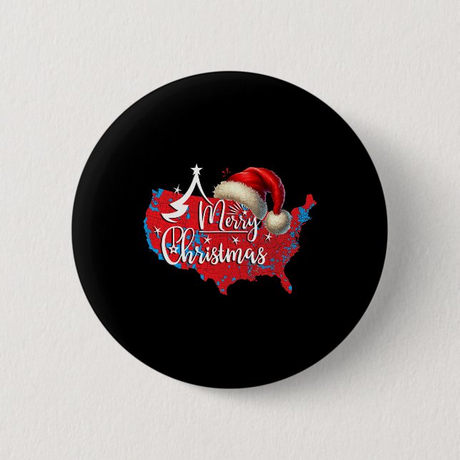 2024 Trump Winner Election Red Electoral Map Merry Button (Front)