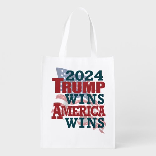 2024 Trump Wins _ America Wins Grocery Bag