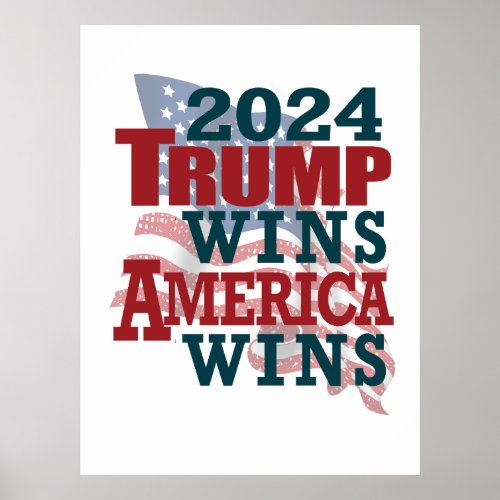 2024 Trump Wins _ America Wins Poster