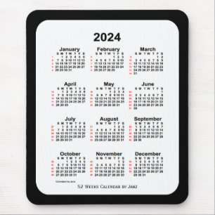 2024 Two Tone Black 52 Week Calendar by Janz Mouse Pad