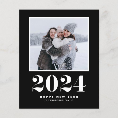 2024 Typography Black Happy New Year Photo