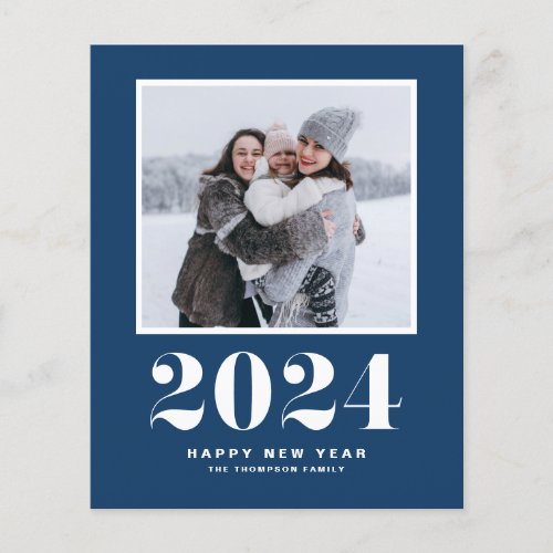 2024 Typography Navy Blue Happy New Year Photo