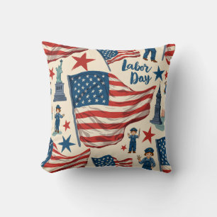 2024 U.S. Labor Day Celebration Throw Pillow