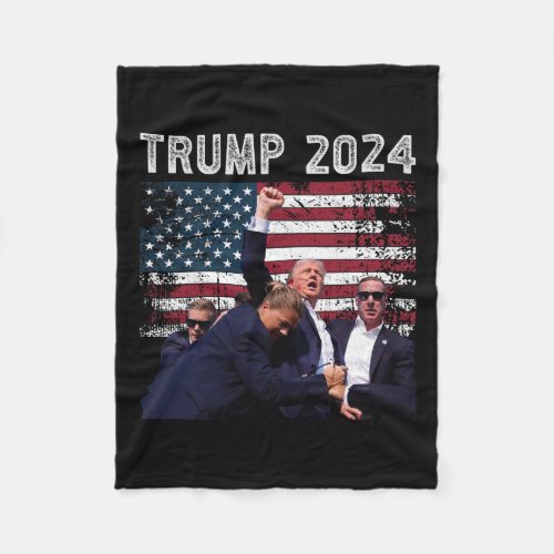 2024 Us Flag Donald Trump Election Rally Shooting  Fleece Blanket