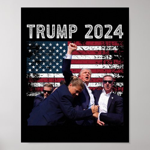 2024 Us Flag Donald Trump Election Rally Shooting  Poster