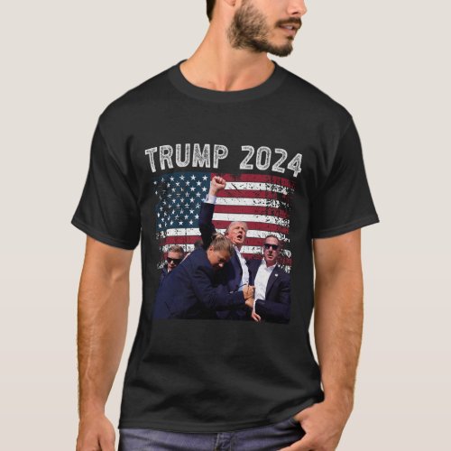 2024 Us Flag Donald Trump Election Rally Shooting  T_Shirt