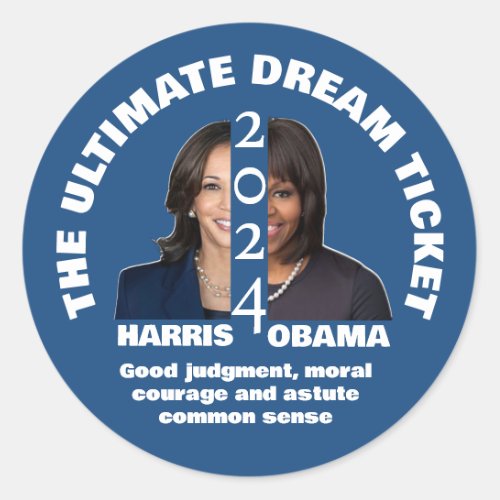 2024 US Presidential HARRIS Michelle OBAMA Ticket Classic Round Sticker