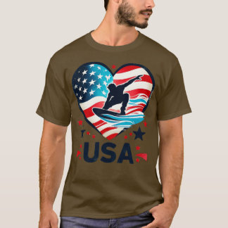 2024 USA American Flag Surfer Graphic Surfboard Vi T-Shirt