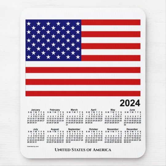 2024 USA Flag Calendar by Janz Mouse Pad