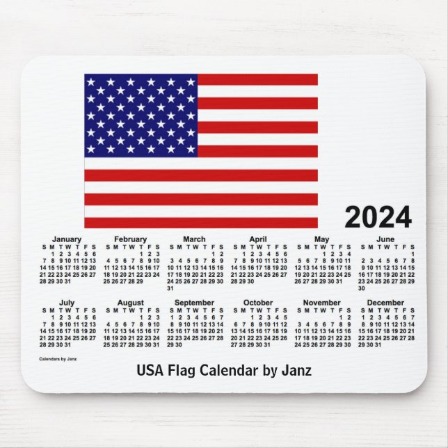 2024 USA Flag Calendar by Janz Mouse Pad (Front)