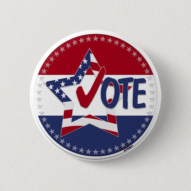 2024 USA Flag Star Vote Check Mark Button (Front)