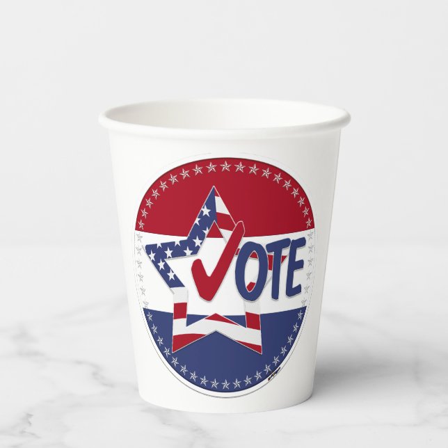 2024 USA Flag Star Vote Check Mark Paper Cups (Back)
