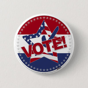 2024 USA Flag VOTE Star Check Mark Button