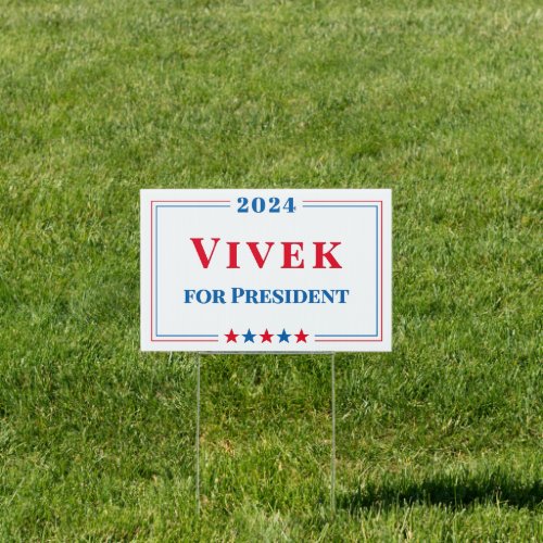 2024 Vivek Ramaswamy for President Red White Blue Sign