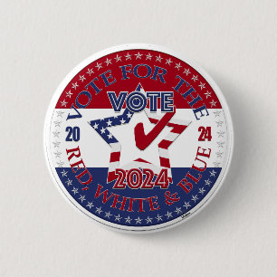 2024 Vote For The Red, White and Blue VOTE Star Button