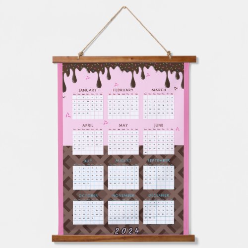 2024 Wall Calendar with  Ice Cream Design Hanging Tapestry