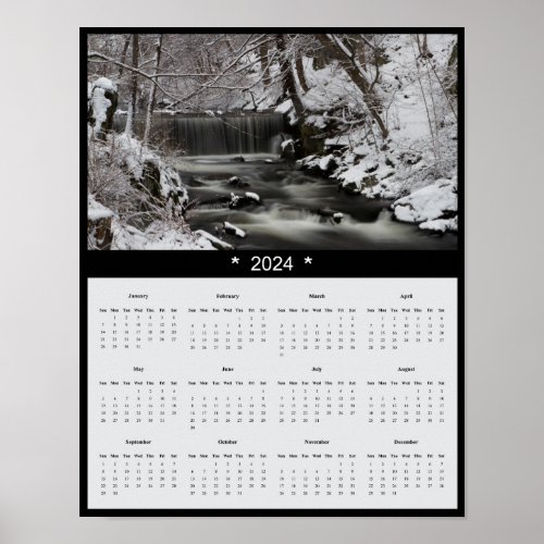 2024 Waterfall at Vanderbilt Mansion Wall Calendar Poster