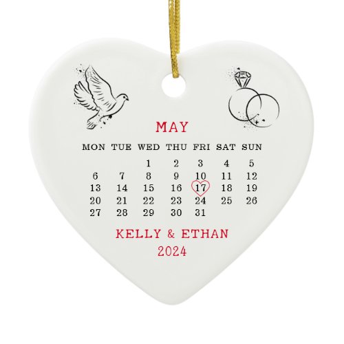 2024 Wedding Date Married Ceramic Ornament