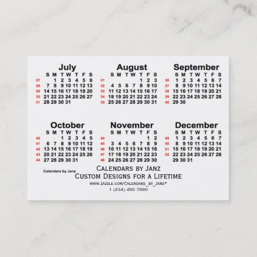 2024 White 52 Week Calendar by Janz Business Cards | Zazzle