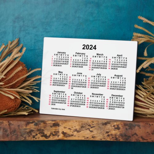 2024 White 52 Week ISO Desk Calendar by Janz 8x10 Plaque