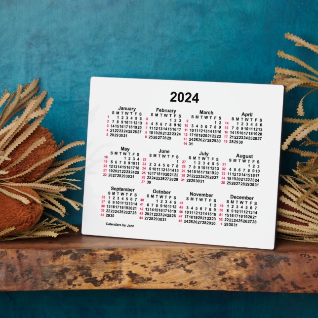 2024 White 52 Week ISO Desk Calendar by Janz 8x10 Plaque (Side)