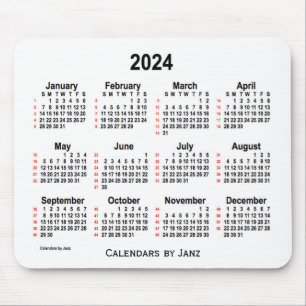 2024 White 52 Weeks Calendar by Janz Mouse Pad