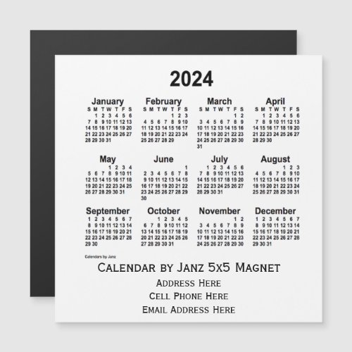2024 White Business Calendar by Janz 5x5 Magnet