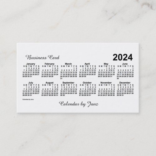 2024 White Calendar by Janz Business Card