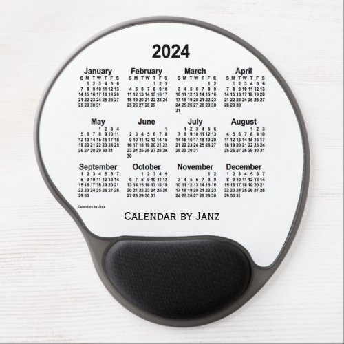 2024 White Calendar by Janz Gel Mousepad