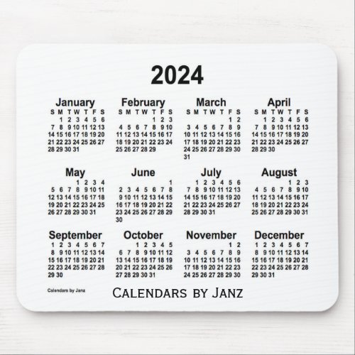 2024 White Calendar by Janz Mouse Pad