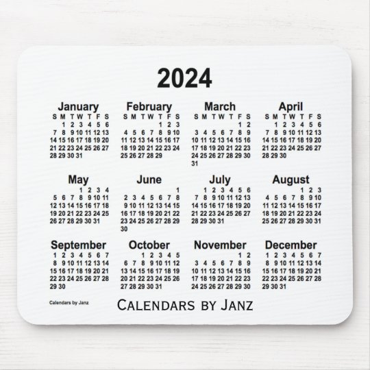 2024 White Calendar By Janz Mouse Pad Zazzle 2024 White Calendar By Janz Mouse Pad Zazzle