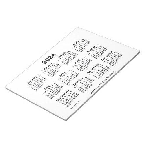 2024 White Calendar by Janz Notepad