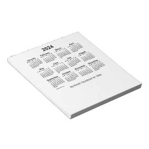 2024 White Calendar by Janz Small  Notepad