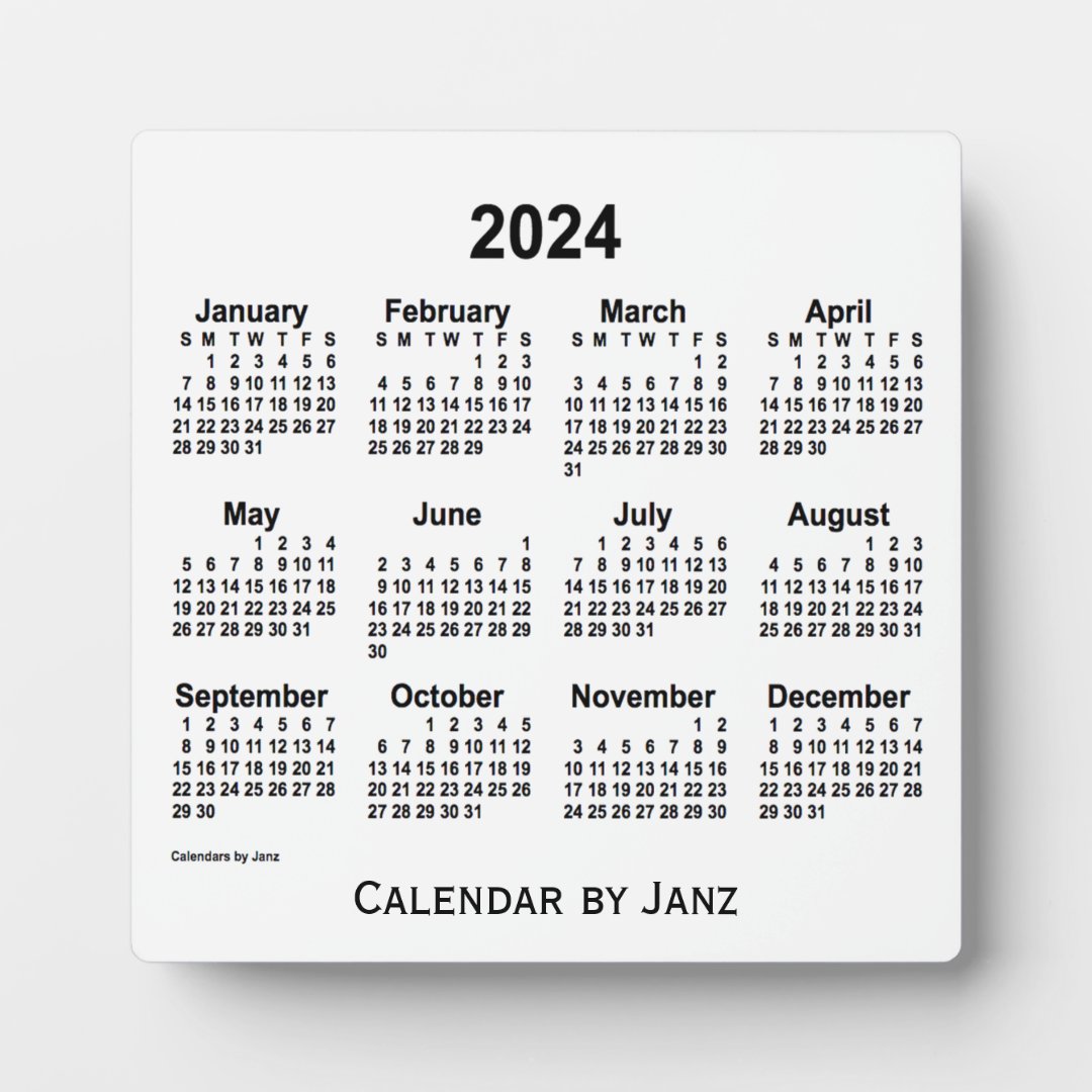 2024 White Desk Calendar by Janz Plaque Zazzle
