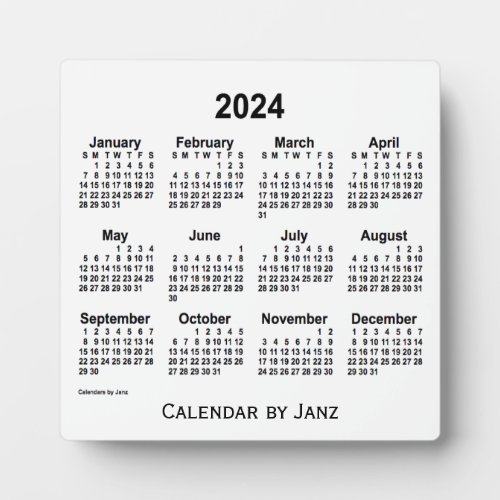 2024 White Desk Calendar by Janz Plaque