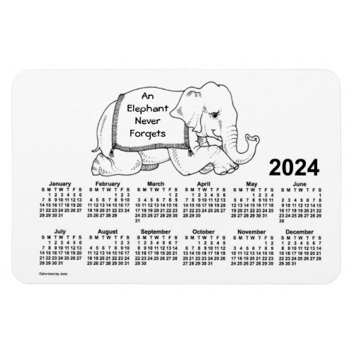 2024 White Elephant Calendar by Janz 4x6 Magnet