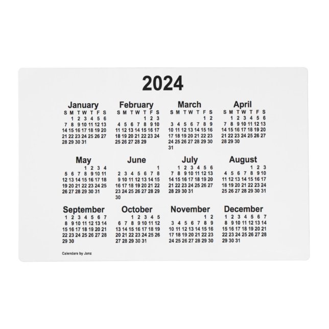 2024 White Laminated Calendar by Janz Placemat (Front)