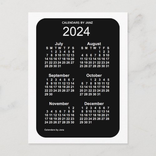 2024 White Neon 6 Month Mini Calendar by Janz Postcard