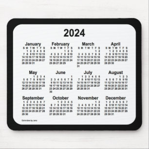 2024 White on Black Calendar by Janz Two Tone Mouse Pad