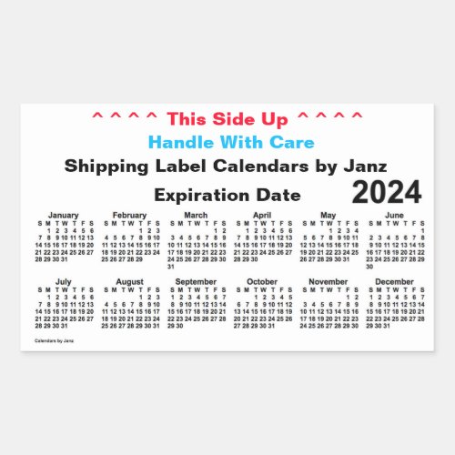 2024 White Shipping Calendar by Janz Rectangular Sticker