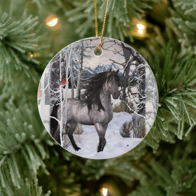 2024 Winter Wishes Horse Ceramic Ornament (Tree)