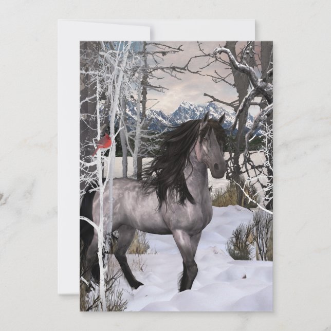 2024 Winter Wishes Horse Holiday Card (Front)