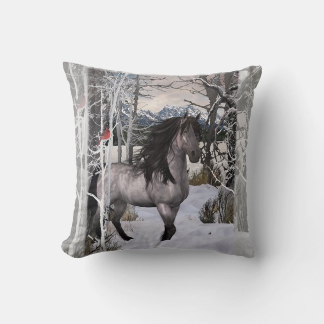2024 Winter Wishes Horse Throw Pillow (Front)