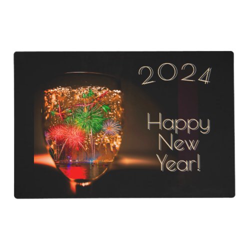 2024 wishes with fireworks and bubbles placemat