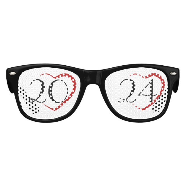 2024 with Heart New Year's Eve Party Glasses (Front)