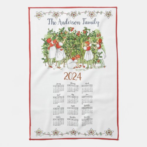 2024 Year Calendar Elsa Beskow  Custom  Kitchen Towel