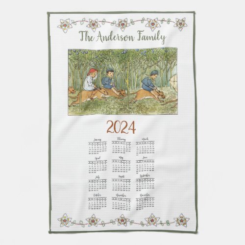 2024 Year Calendar Elsa Beskow  Custom  Kitchen Towel