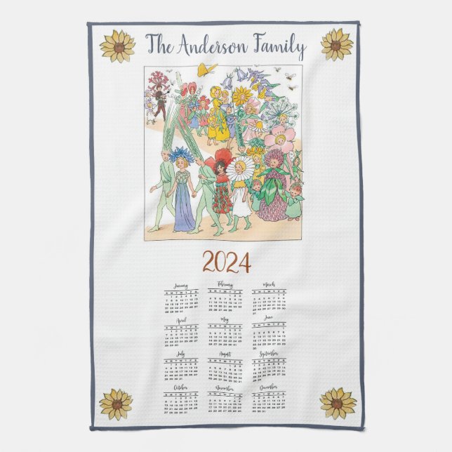 2024 Year Calendar Elsa Beskow | Custom  Kitchen Towel (Vertical)