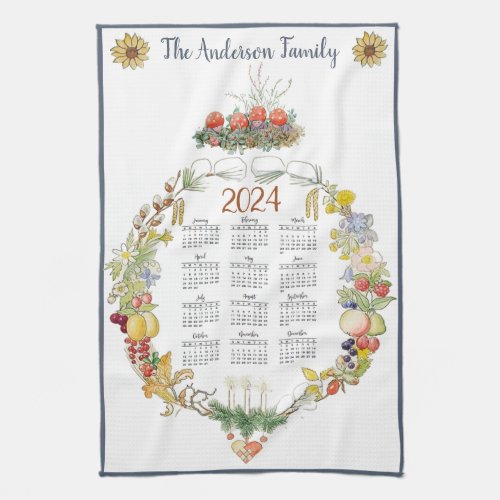 2024 Year Calendar Elsa Beskow  Custom  Kitchen Towel