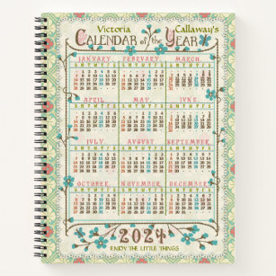 2024 Year Calendar Victorian Art Nouveau   Custom Notebook